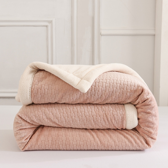 印季家纺 2025秋冬新款三层夹棉-蝴蝶扣毛毯毯子多功能盖毯 蝴蝶扣-豆沙