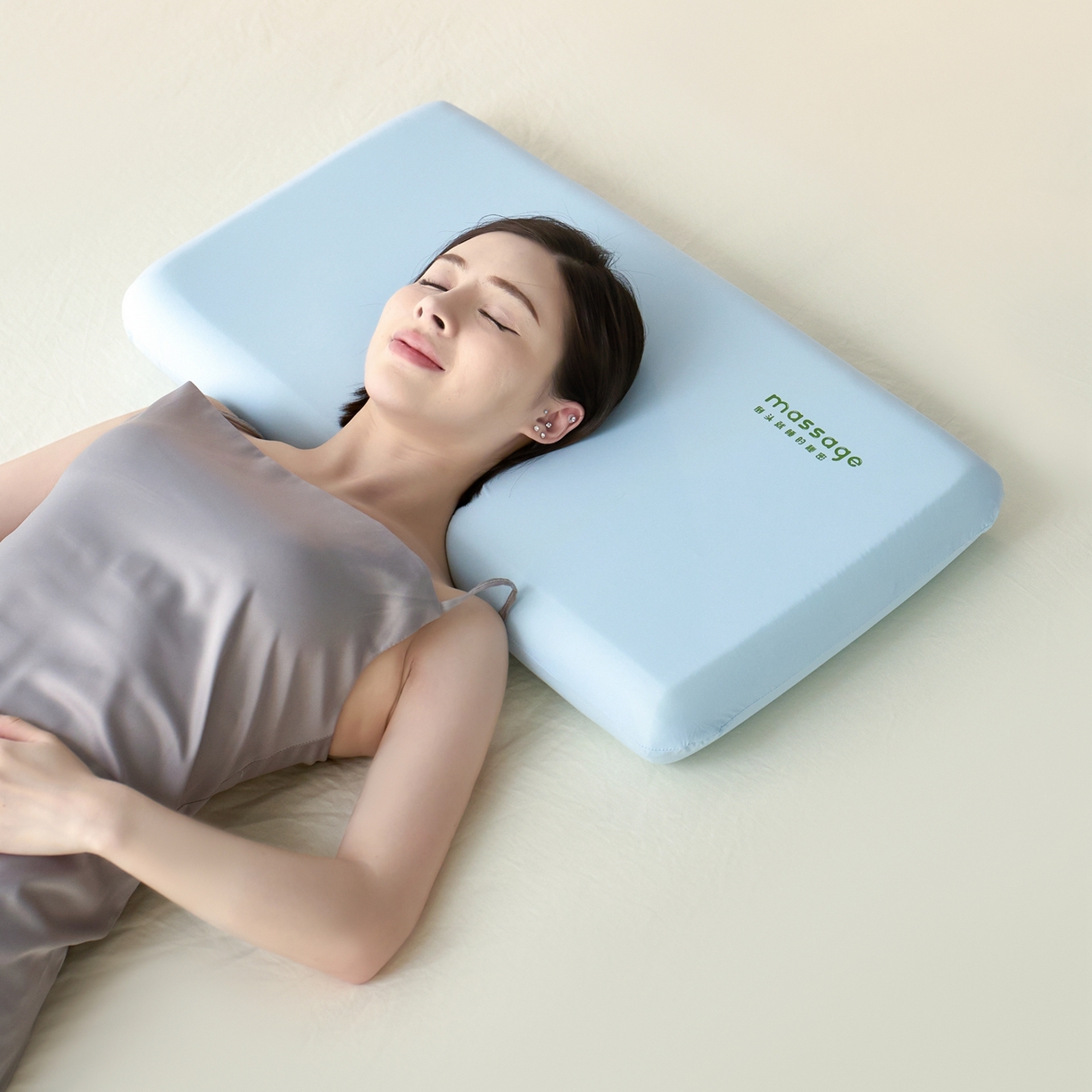 91家纺网 家纺一手货源 找家纺 北鸣有鱼枕芯馆 2025新款Massage马莎鸡记忆棉亲子枕枕头枕芯-风格二 38*58*6cm蓝色