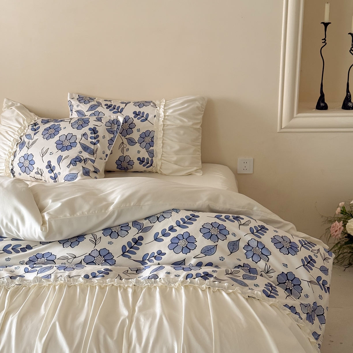 91家纺网 家纺一手货源 找家纺 （总）121 2025新款100支长绒棉贡缎数码印花四件套-蓝芷映月【提供买家秀】 【会员-20】 平台控价券后不得低于368/388元