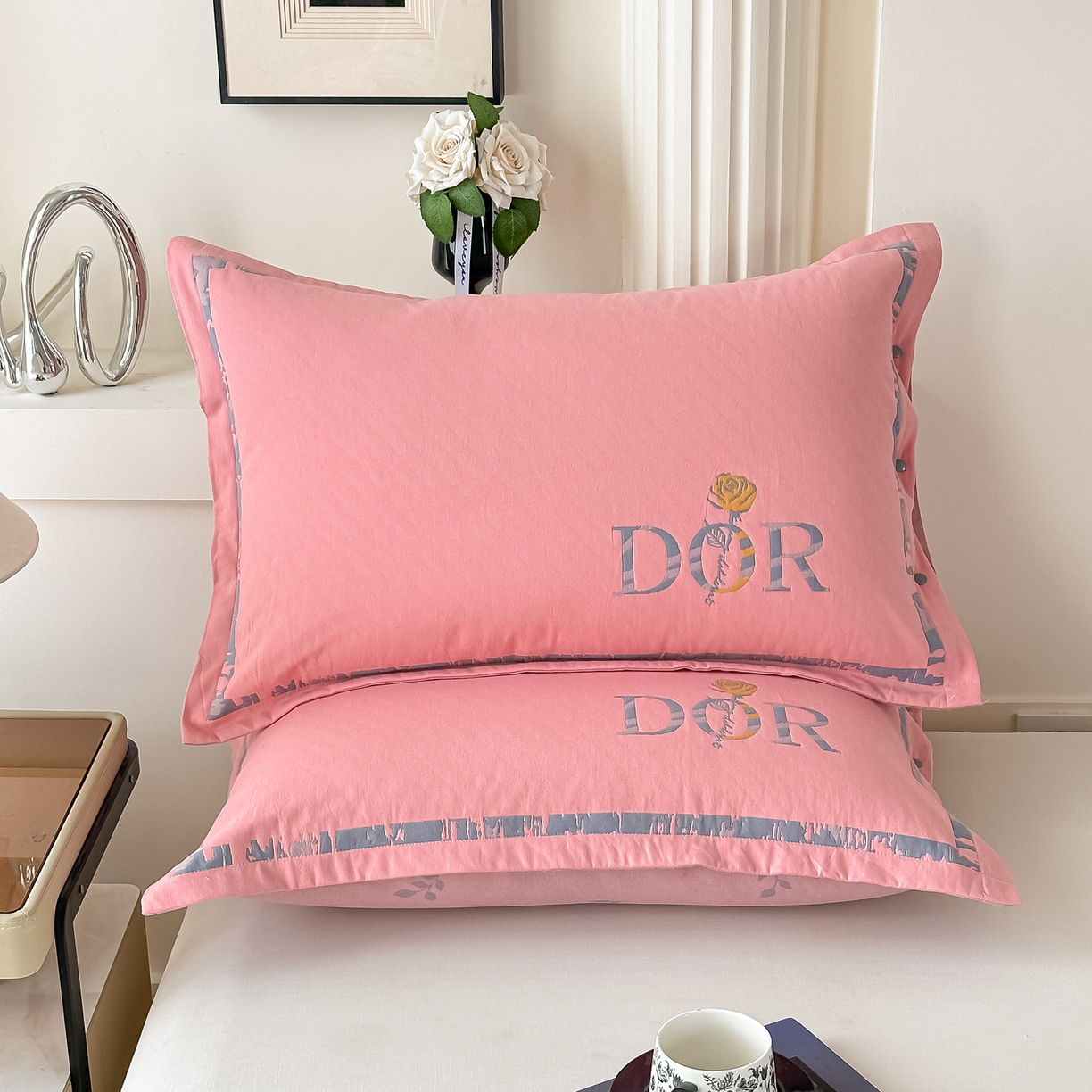 沐瑟家纺 2025新款欧尚枕套单品枕套枕套单件 玫瑰-粉色