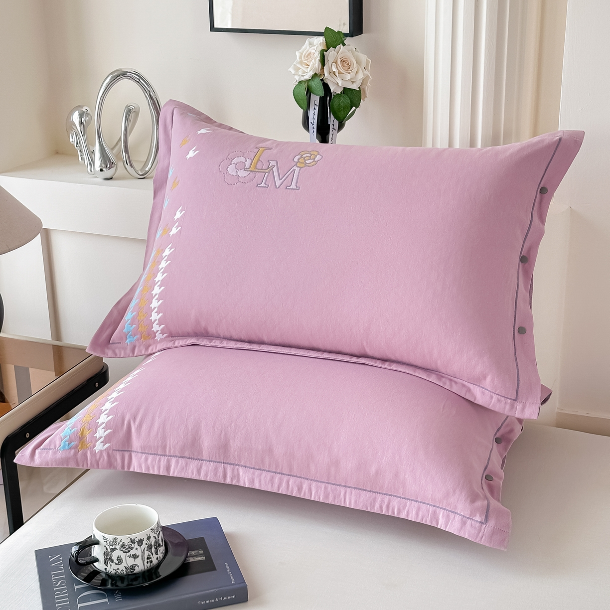 91家纺网 家纺一手货源 找家纺 沐瑟家纺 2025新款欧尚枕套单品枕套枕套单件 浪漫-紫粉色