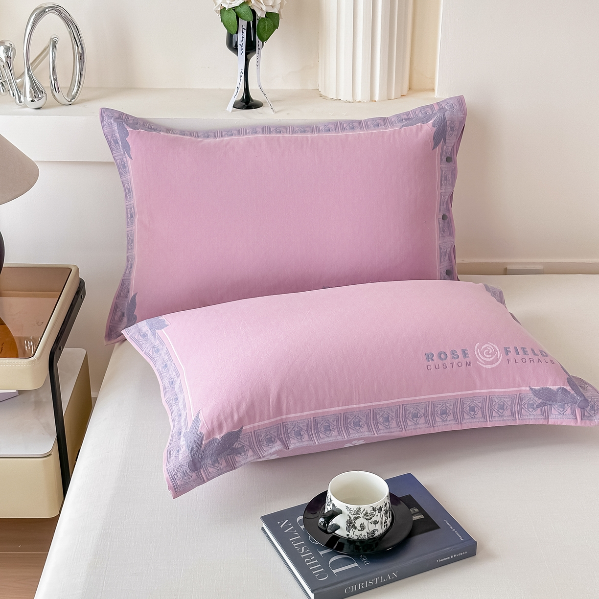 91家纺网 家纺一手货源 找家纺 沐瑟家纺 2025新款欧尚枕套单品枕套枕套单件 玫芳-紫粉色