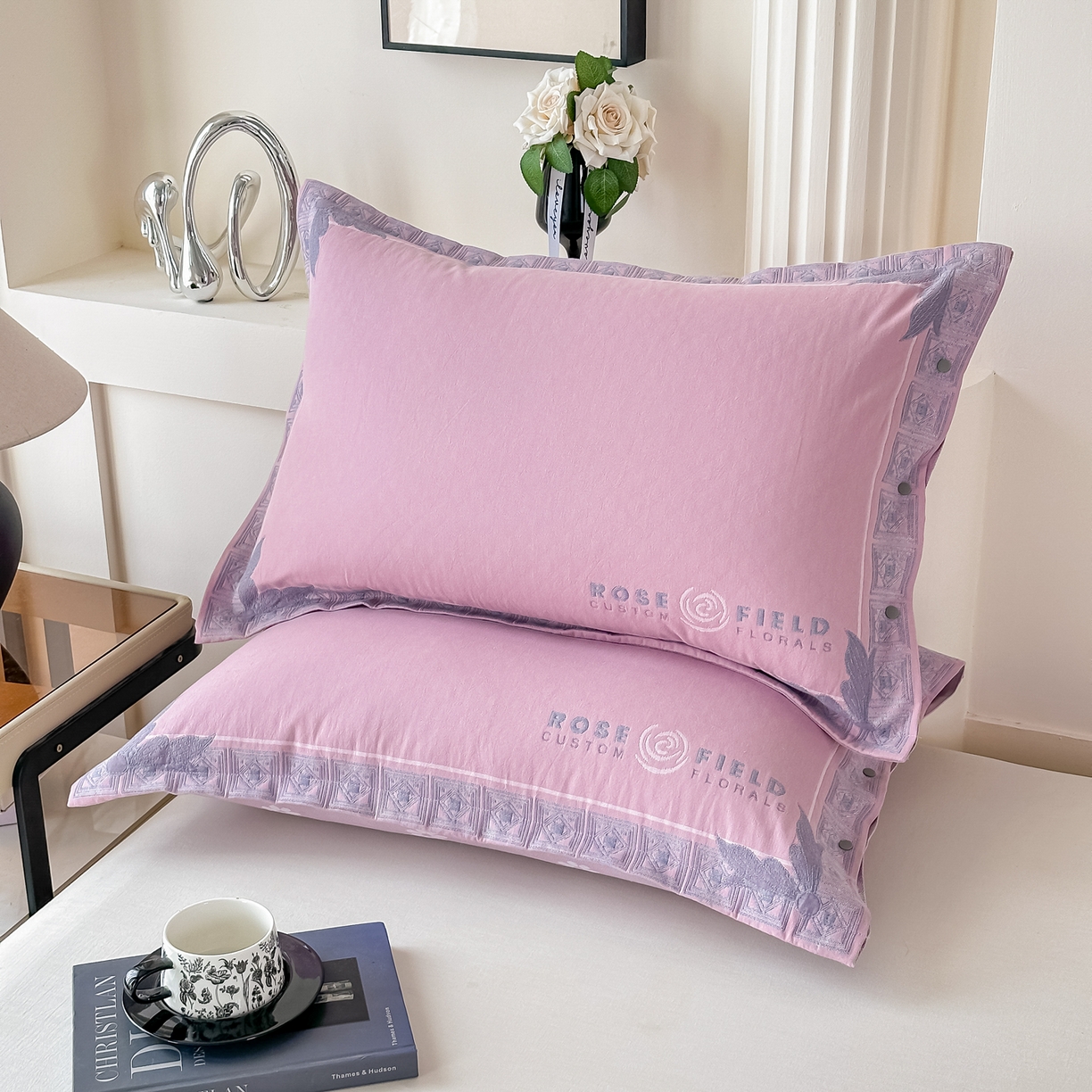91家纺网 家纺一手货源 找家纺 沐瑟家纺 2025新款欧尚枕套单品枕套枕套单件 玫芳-紫粉色