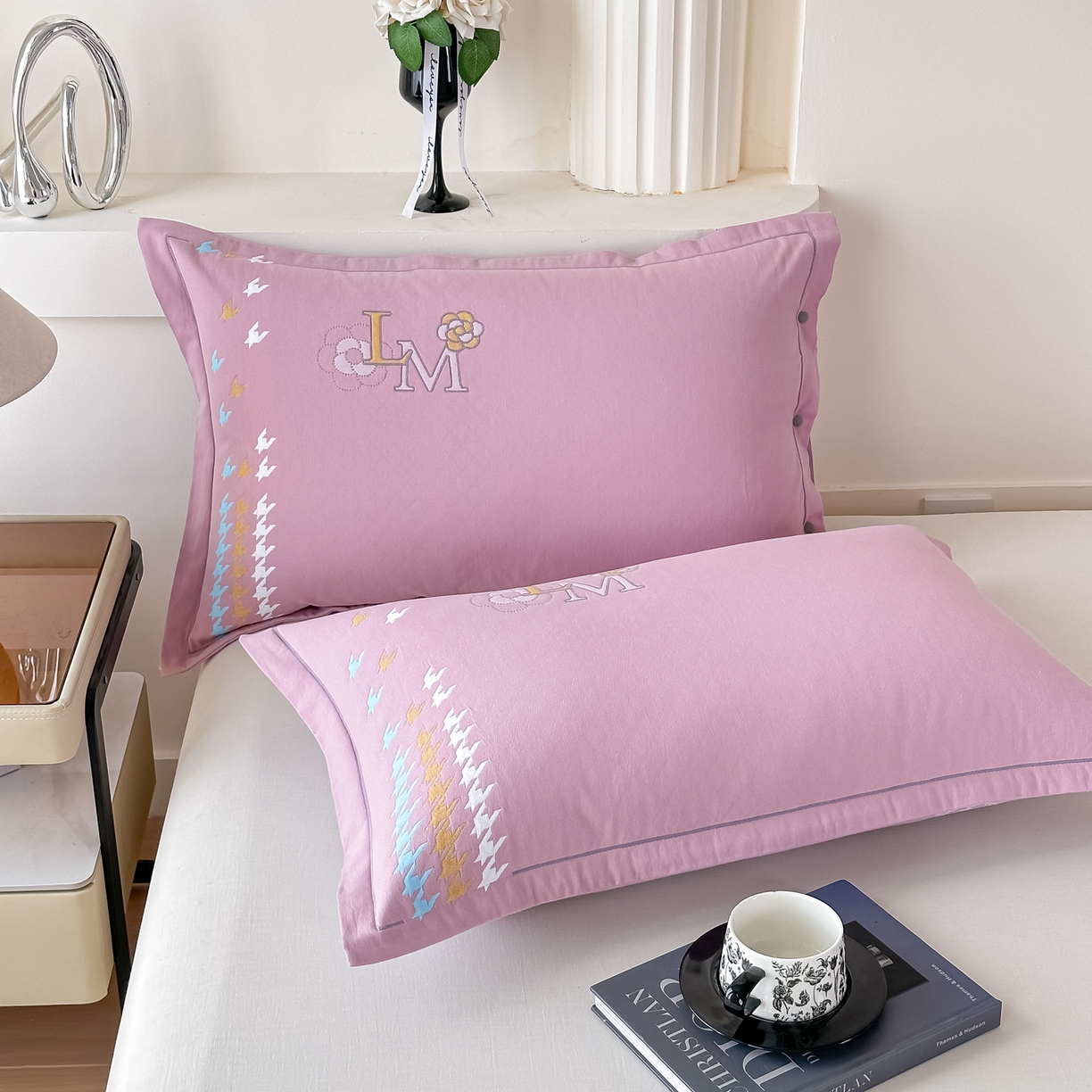 91家纺网 家纺一手货源 找家纺 沐瑟家纺 2025新款欧尚枕套单品枕套枕套单件 浪漫-紫粉色