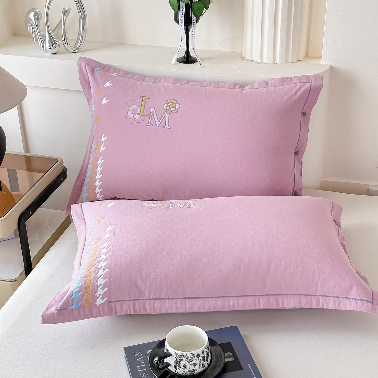 91家纺网 家纺一手货源 找家纺 沐瑟家纺 2025新款欧尚枕套单品枕套枕套单件 浪漫-紫粉色