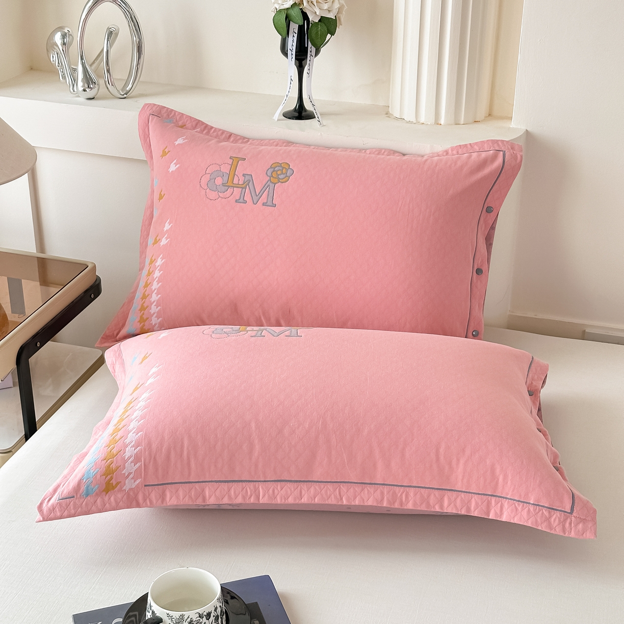 91家纺网 家纺一手货源 找家纺 沐瑟家纺 2025新款欧尚枕套单品枕套枕套单件 浪漫-粉色