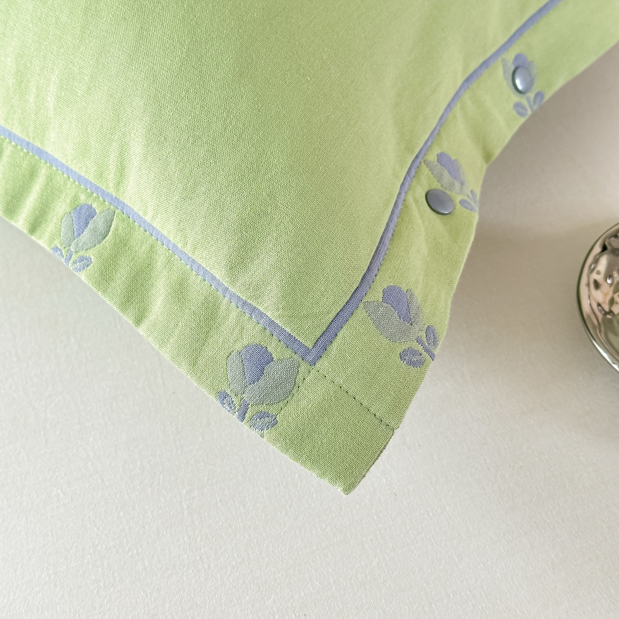 91家纺网 家纺一手货源 找家纺 沐瑟家纺 2025新款欧尚枕套单品枕套枕套单件 小小花-绿色