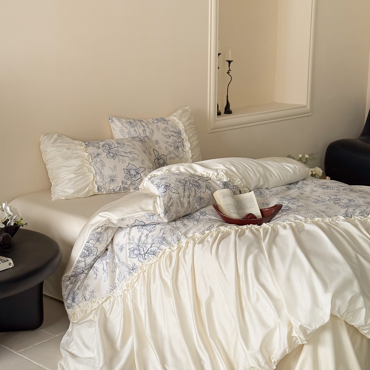 91家纺网 家纺一手货源 找家纺 （总）121 2025新款100支长绒棉贡缎数码印花四件套-蓝韵幽梦【会员-20】 平台控价券后不得低于368/388元