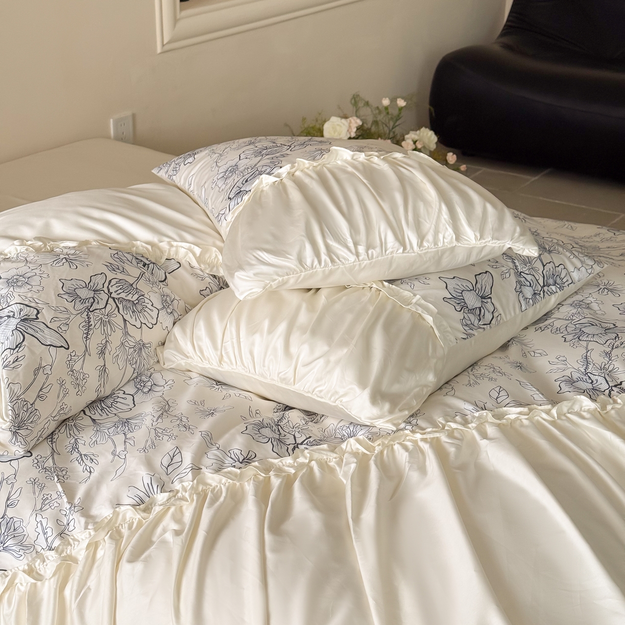 91家纺网 家纺一手货源 找家纺 （总）121 2025新款100支长绒棉贡缎数码印花四件套-蓝韵幽梦【会员-20】 平台控价券后不得低于368/388元