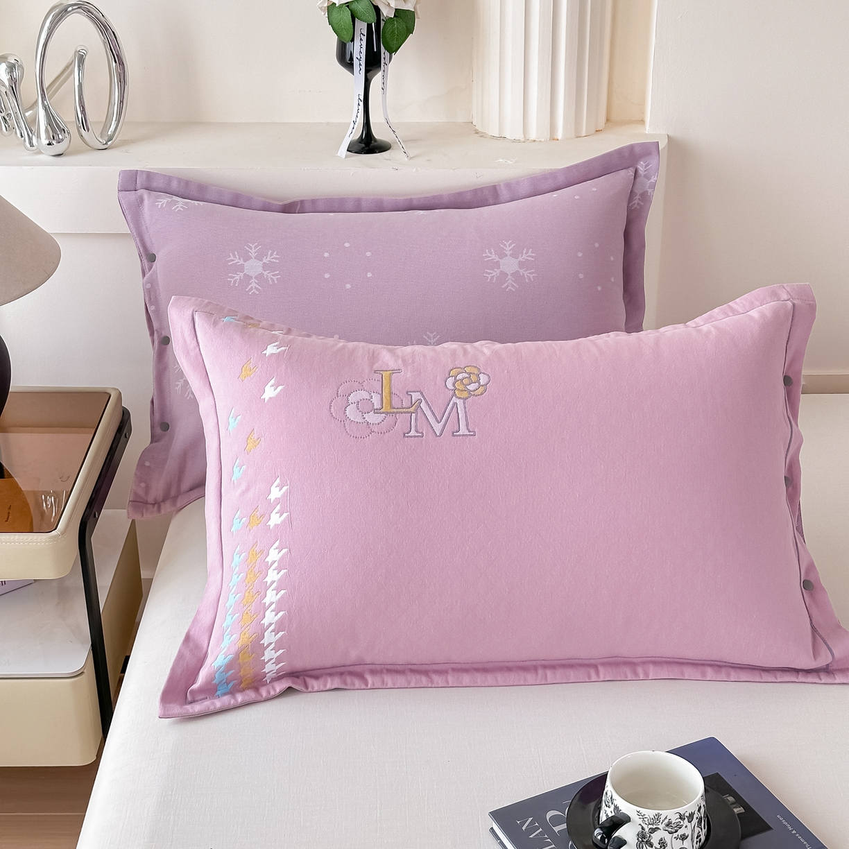 91家纺网 家纺一手货源 找家纺 沐瑟家纺 2025新款欧尚枕套单品枕套枕套单件 浪漫-紫粉色