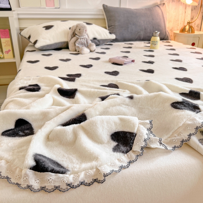 91家纺网 家纺一手货源 找家纺 （总）妖妖家纺 2025新款高克重兔毛花边印花单床单 床单单件