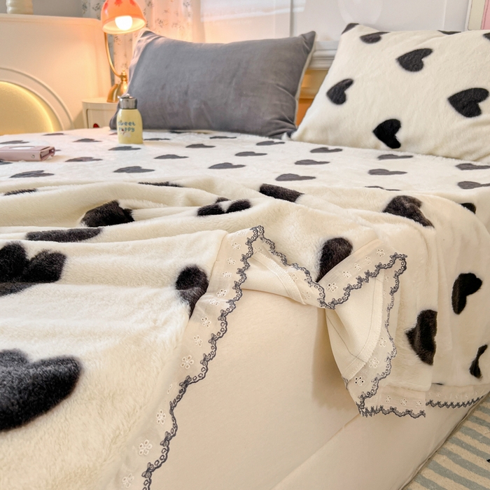 91家纺网 家纺一手货源 找家纺 （总）妖妖家纺 2025新款高克重兔毛花边印花单床单 床单单件