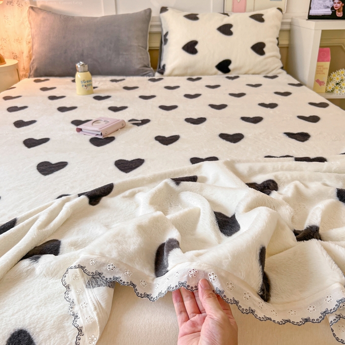 91家纺网 家纺一手货源 找家纺 （总）妖妖家纺 2025新款高克重兔毛花边印花单床单 床单单件