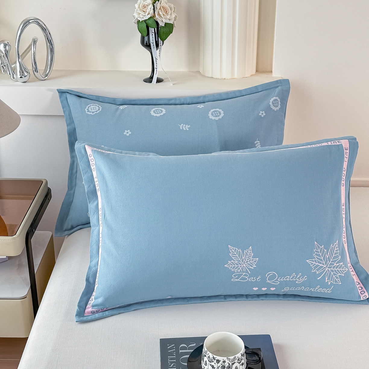 91家纺网 家纺一手货源 找家纺 沐瑟家纺 2025新款怡家枕套单品枕套枕套单件 枫之彩-蓝灰色