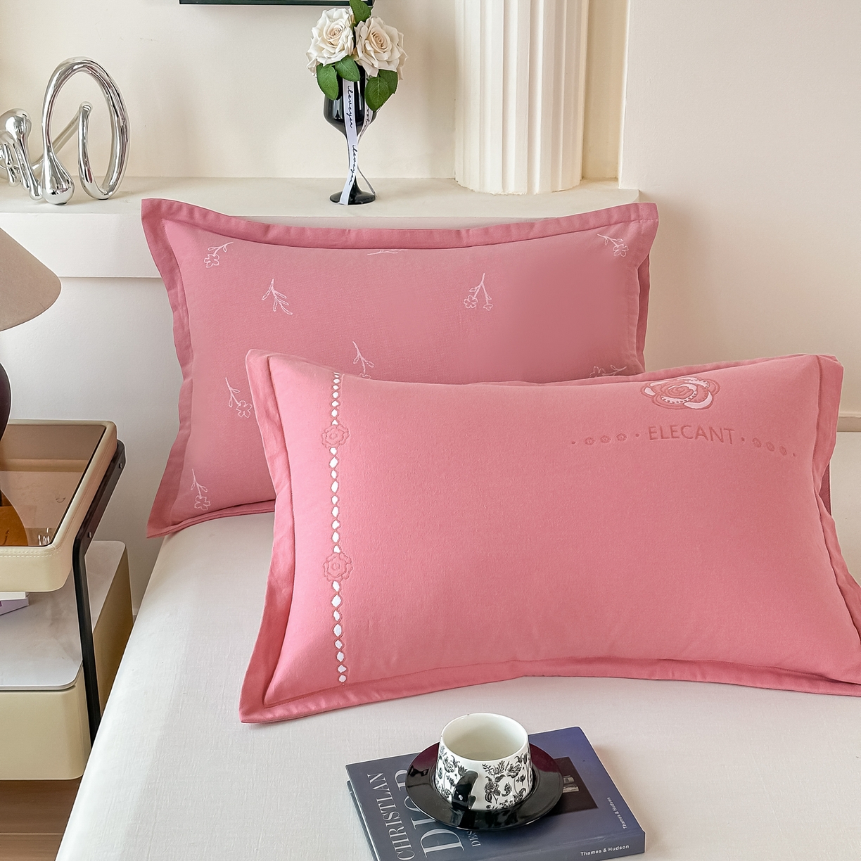 91家纺网 家纺一手货源 找家纺 沐瑟家纺 2025新款怡家枕套单品枕套枕套单件 花典-红豆沙