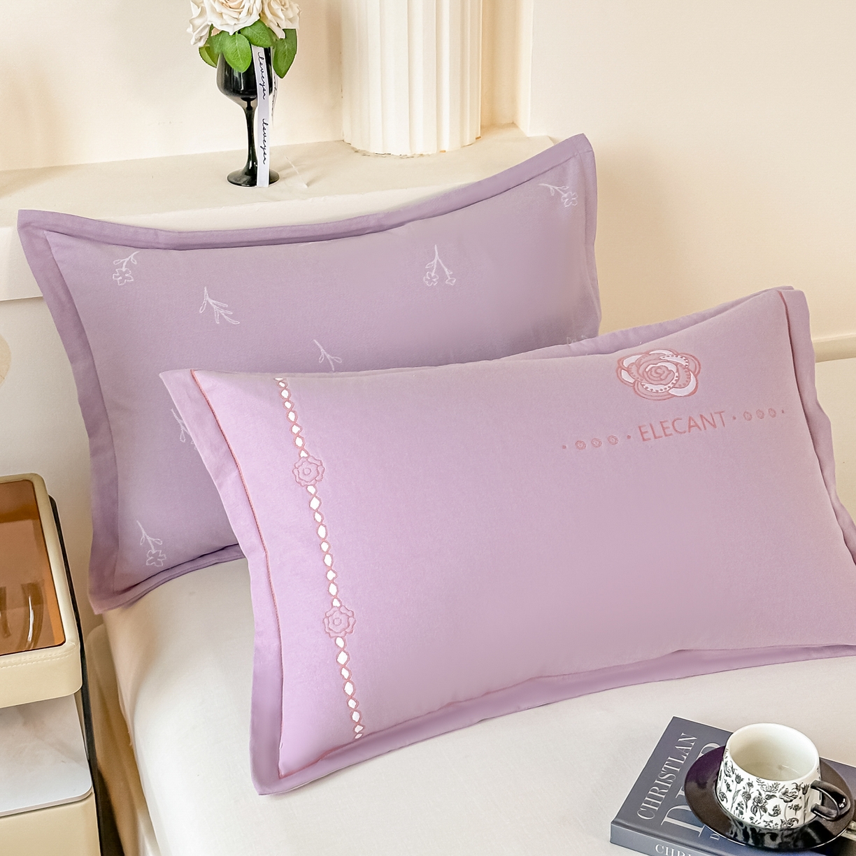 91家纺网 家纺一手货源 找家纺 沐瑟家纺 2025新款怡家枕套单品枕套枕套单件 花典-紫色