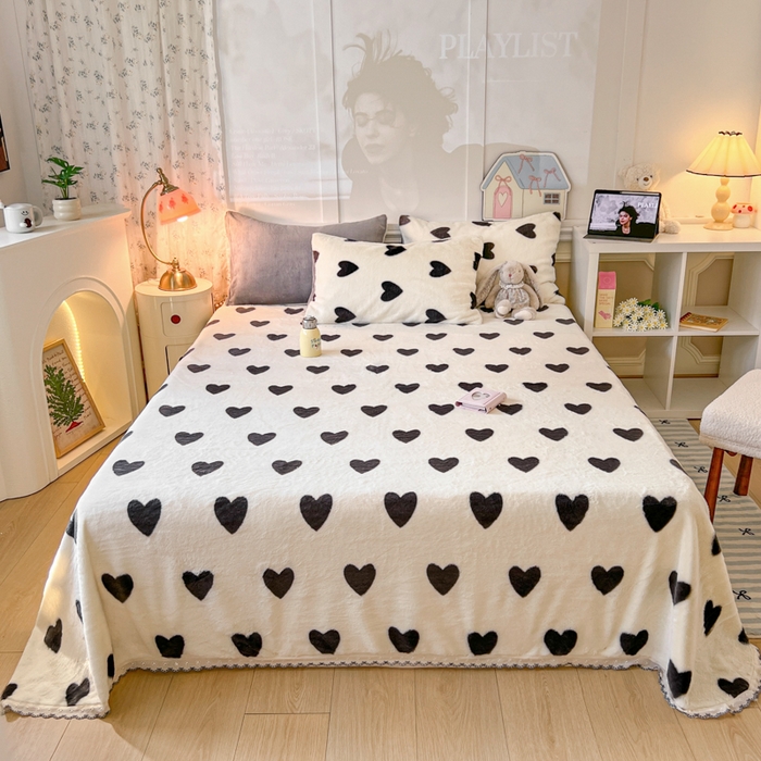 91家纺网 家纺一手货源 找家纺 （总）妖妖家纺 2025新款高克重兔毛花边印花单床单 床单单件