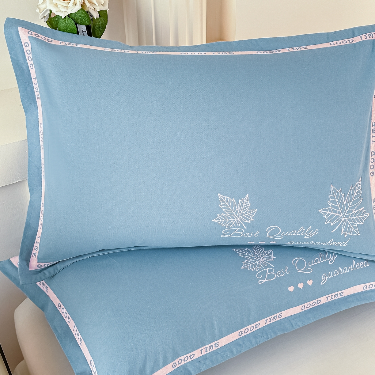 91家纺网 家纺一手货源 找家纺 沐瑟家纺 2025新款怡家枕套单品枕套枕套单件 枫之彩-蓝灰色