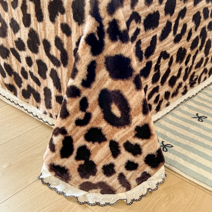 91家纺网 家纺一手货源 找家纺 妖妖家纺 2025新款高克重兔毛花边印花单床单 床单单件 豹纹