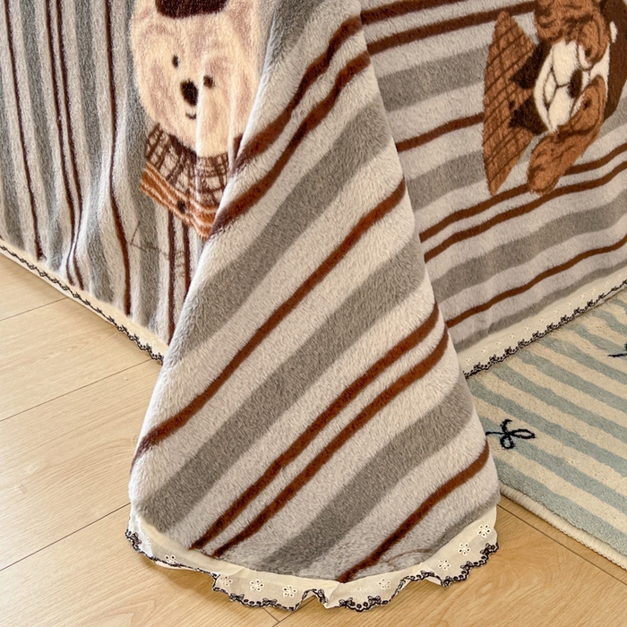 91家纺网 家纺一手货源 找家纺 妖妖家纺 2025新款高克重兔毛花边印花单床单 床单单件 博士狗