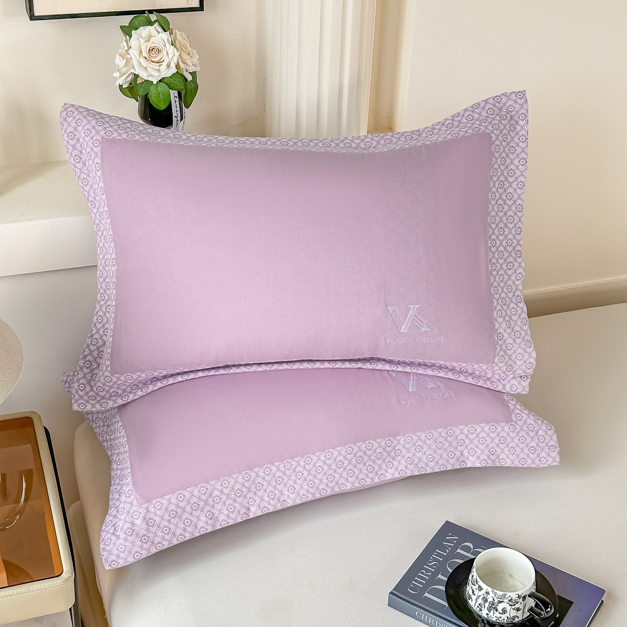 91家纺网 家纺一手货源 找家纺 沐瑟家纺 2025新款怡家枕套单品枕套枕套单件 花边-紫色