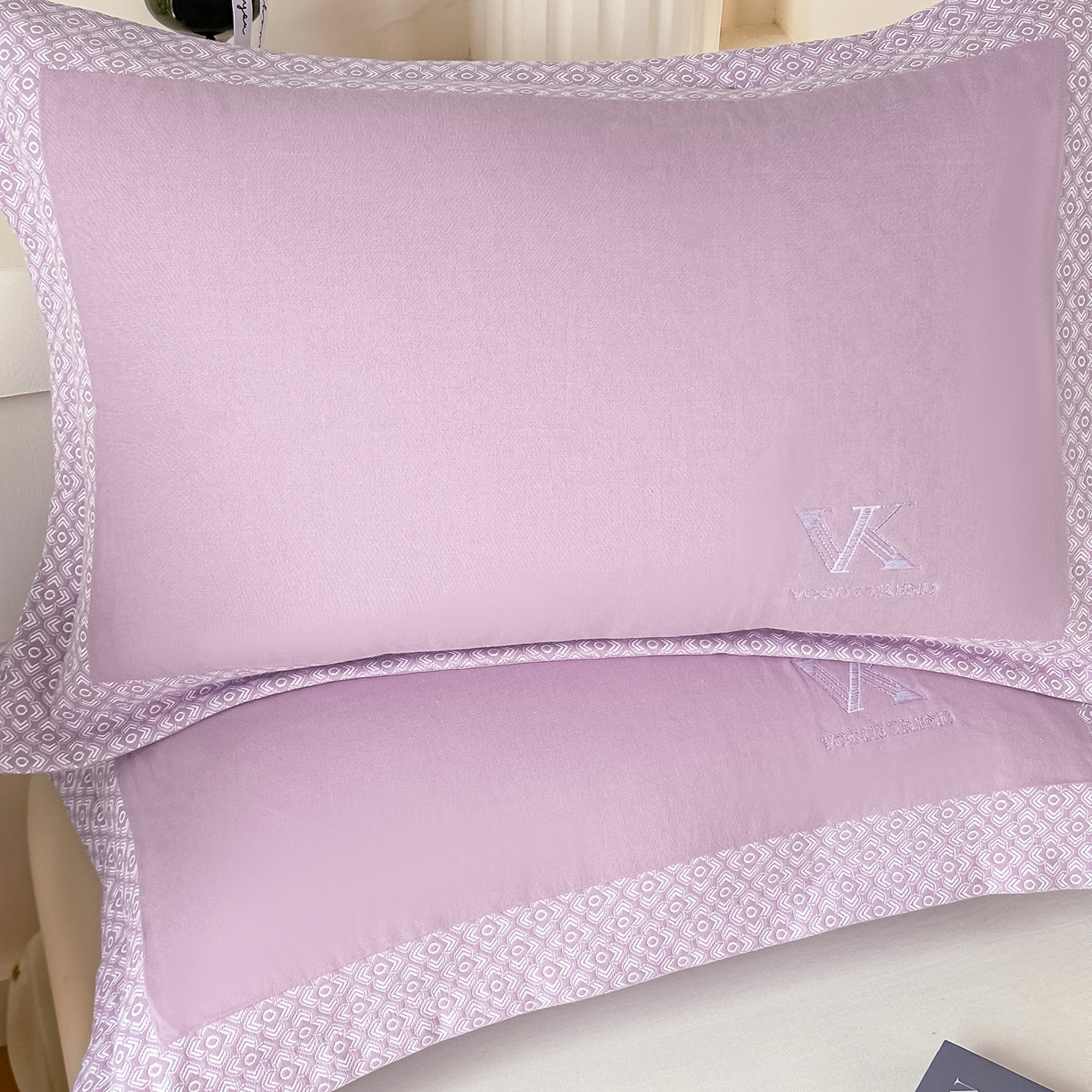 91家纺网 家纺一手货源 找家纺 沐瑟家纺 2025新款怡家枕套单品枕套枕套单件 花边-紫色