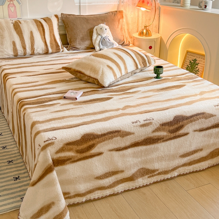 91家纺网 家纺一手货源 找家纺 妖妖家纺 2025新款高克重兔毛花边印花单床单 床单单件 木星纹