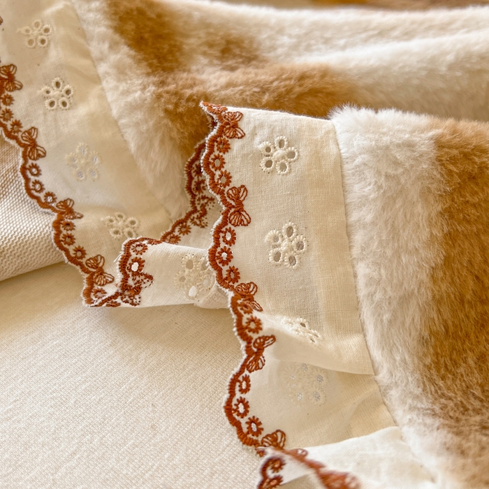 91家纺网 家纺一手货源 找家纺 妖妖家纺 2025新款高克重兔毛花边印花单床单 床单单件 木星纹