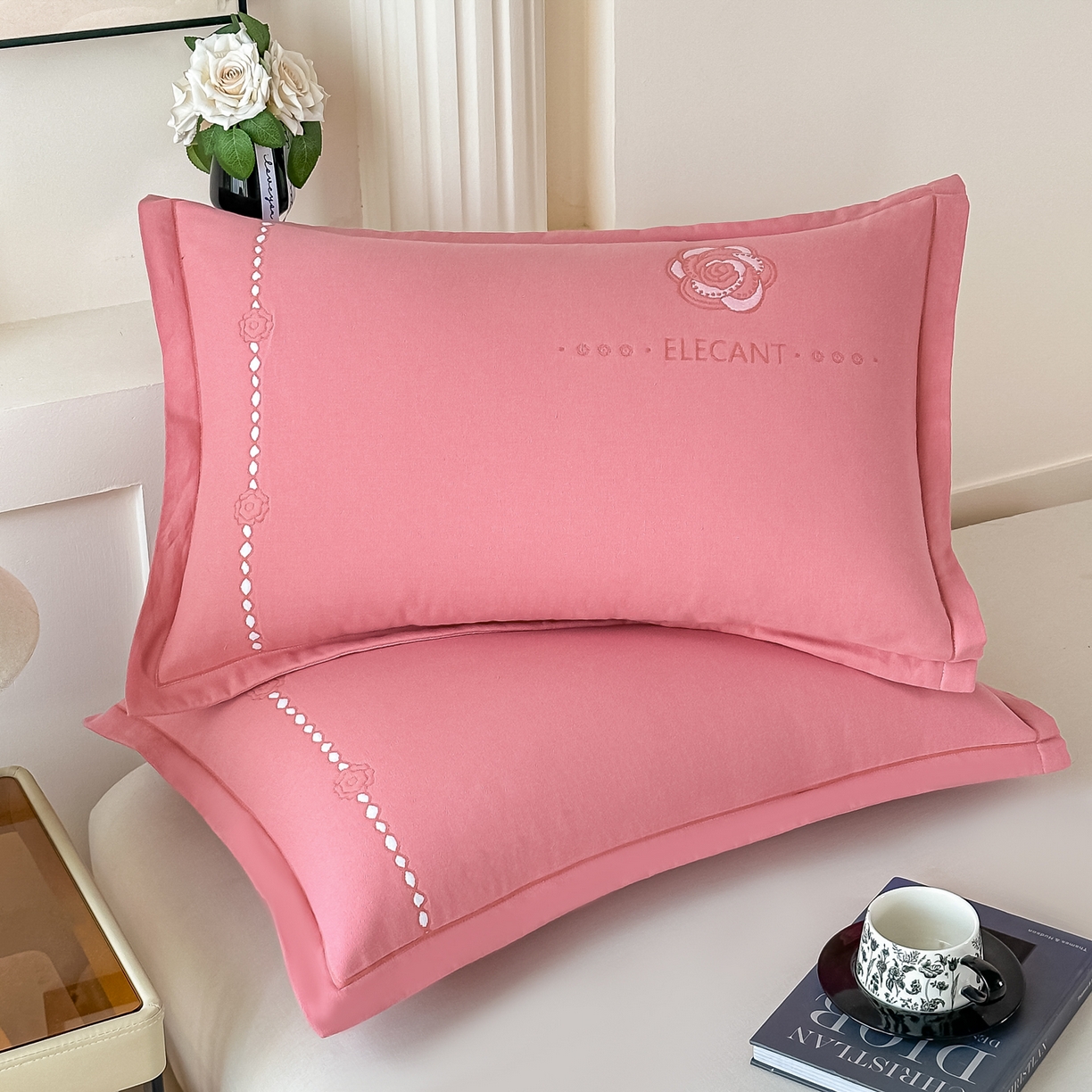 91家纺网 家纺一手货源 找家纺 沐瑟家纺 2025新款怡家枕套单品枕套枕套单件 花典-红豆沙