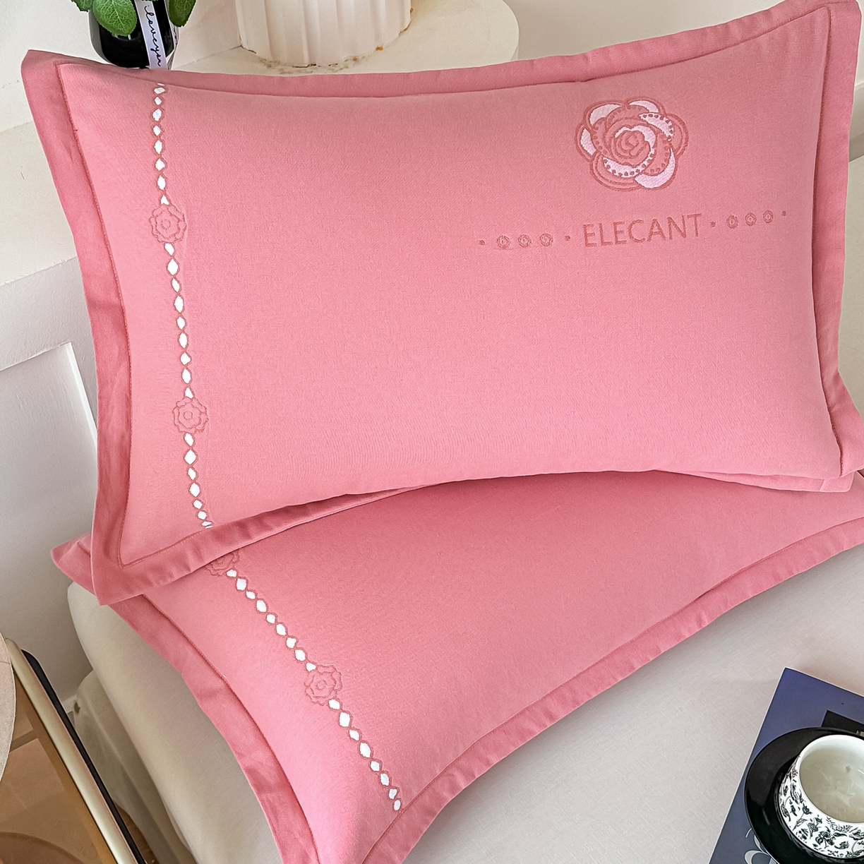 91家纺网 家纺一手货源 找家纺 沐瑟家纺 2025新款怡家枕套单品枕套枕套单件 花典-红豆沙