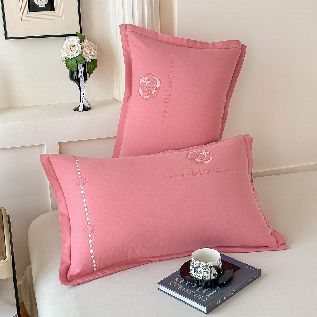 91家纺网 家纺一手货源 找家纺 沐瑟家纺 2025新款怡家枕套单品枕套枕套单件 花典-红豆沙