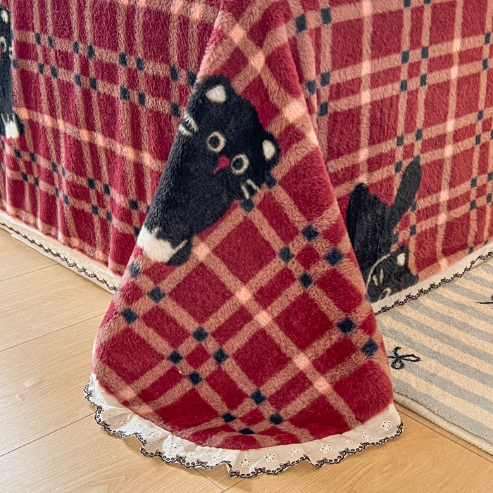 91家纺网 家纺一手货源 找家纺 妖妖家纺 2025新款高克重兔毛花边印花单床单 床单单件 淘气猫