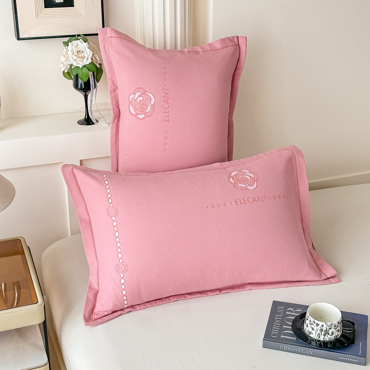 91家纺网 家纺一手货源 找家纺 沐瑟家纺 2025新款怡家枕套单品枕套枕套单件 花典-浅粉色