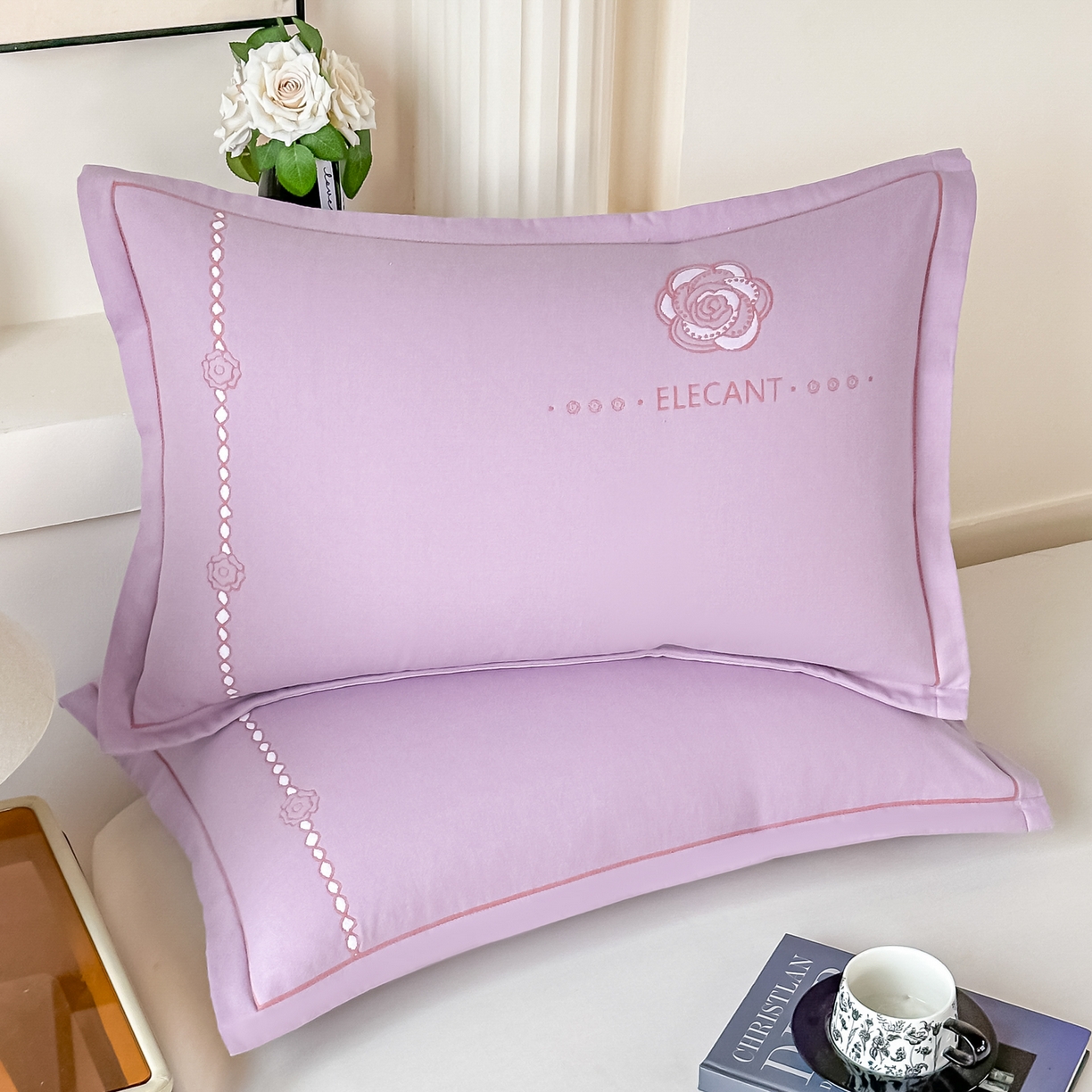 91家纺网 家纺一手货源 找家纺 沐瑟家纺 2025新款怡家枕套单品枕套枕套单件 花典-紫色