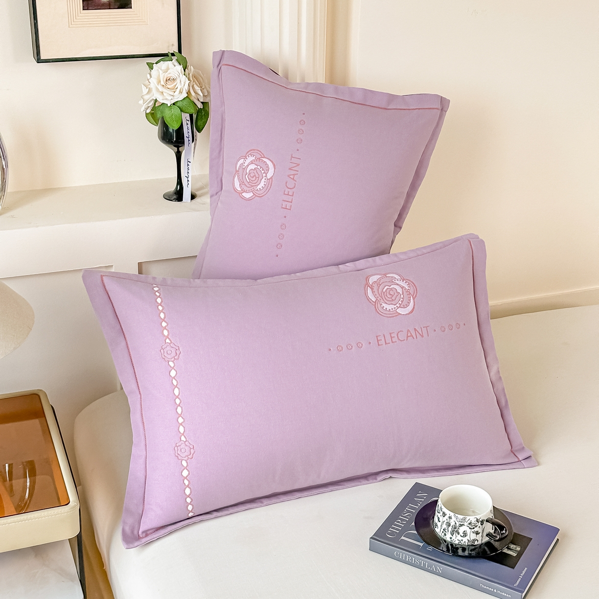 91家纺网 家纺一手货源 找家纺 沐瑟家纺 2025新款怡家枕套单品枕套枕套单件 花典-紫色