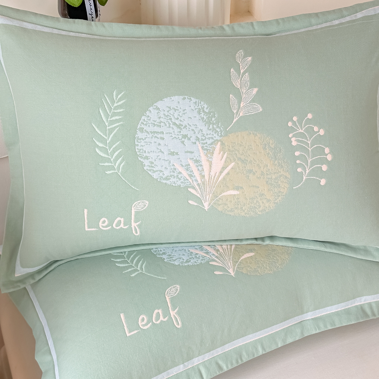 91家纺网 家纺一手货源 找家纺 沐瑟家纺 2025新款怡家枕套单品枕套枕套单件 花岁-草绿