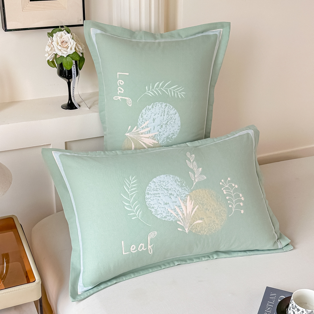 91家纺网 家纺一手货源 找家纺 沐瑟家纺 2025新款怡家枕套单品枕套枕套单件 花岁-草绿