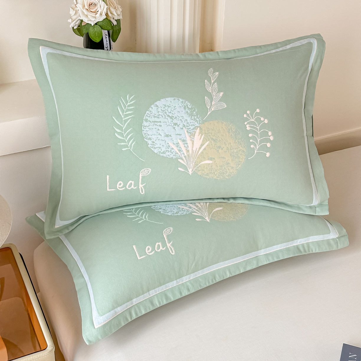 91家纺网 家纺一手货源 找家纺 沐瑟家纺 2025新款怡家枕套单品枕套枕套单件 花岁-草绿