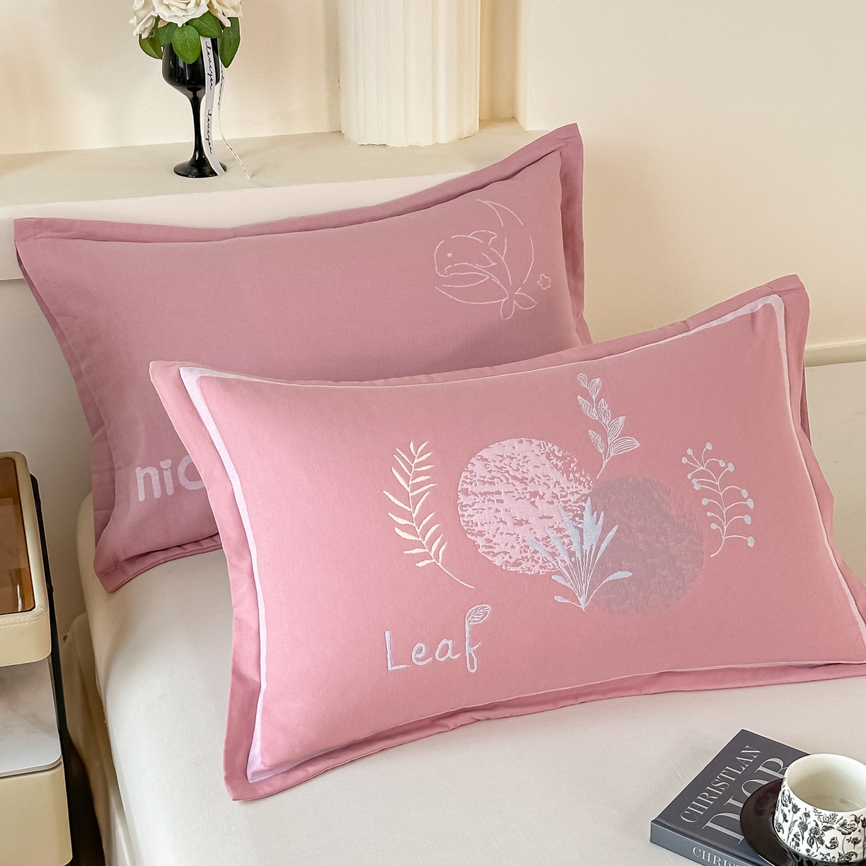 沐瑟家纺 2025新款怡家枕套单品枕套枕套单件 花岁-粉色