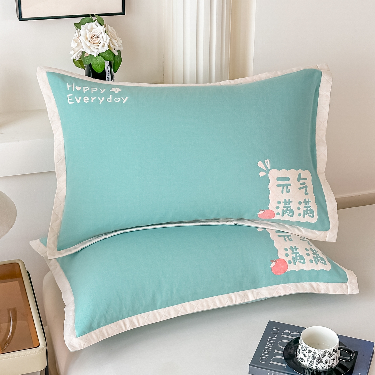 91家纺网 家纺一手货源 找家纺 沐瑟家纺 2025新款怡家枕套单品枕套枕套单件 元气满满-绿色