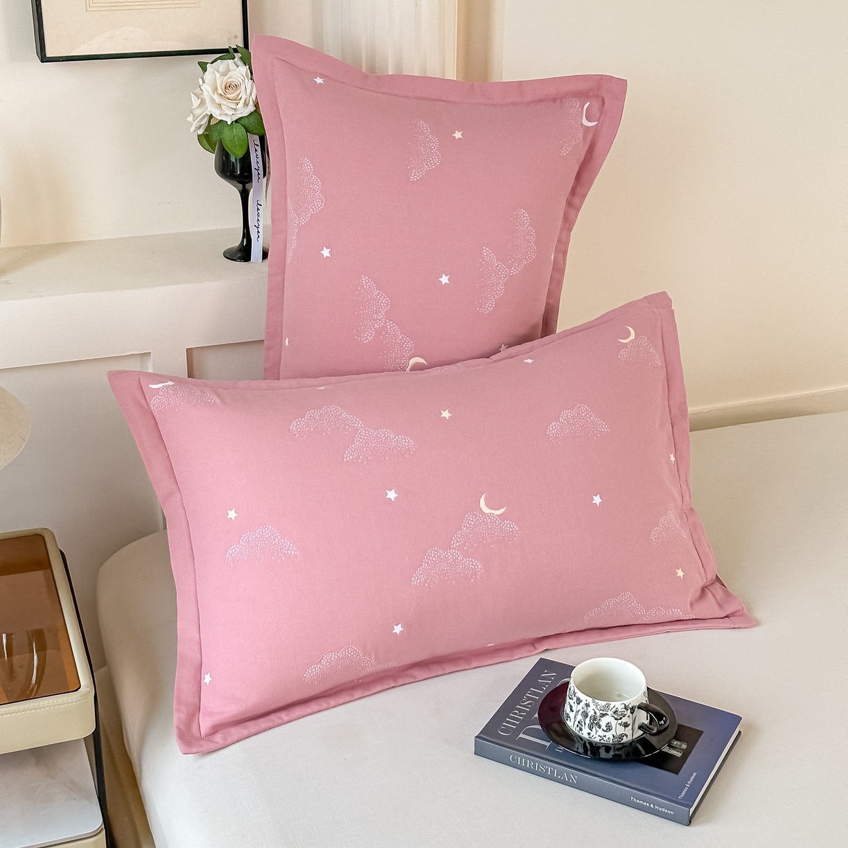 91家纺网 家纺一手货源 找家纺 沐瑟家纺 2025新款怡家枕套单品枕套枕套单件 云点-粉色