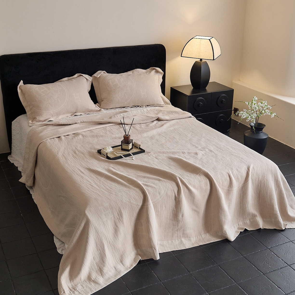 91家纺网 家纺一手货源 找家纺 （总）沐瑟家纺 2025新款简约风多功能纱布盖毯纱布毯子毛巾被床盖沙发巾单毯枕巾枕套三件套