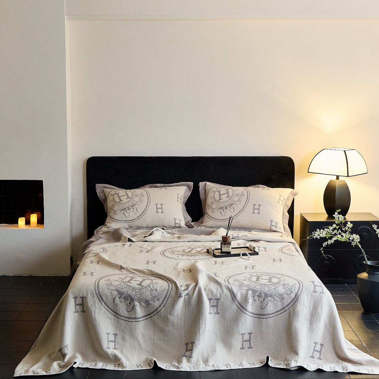 91家纺网 家纺一手货源 找家纺 沐瑟家纺 2025新款简约风多功能纱布盖毯纱布毯子毛巾被床盖沙发巾单毯枕巾枕套三件套 H咖色