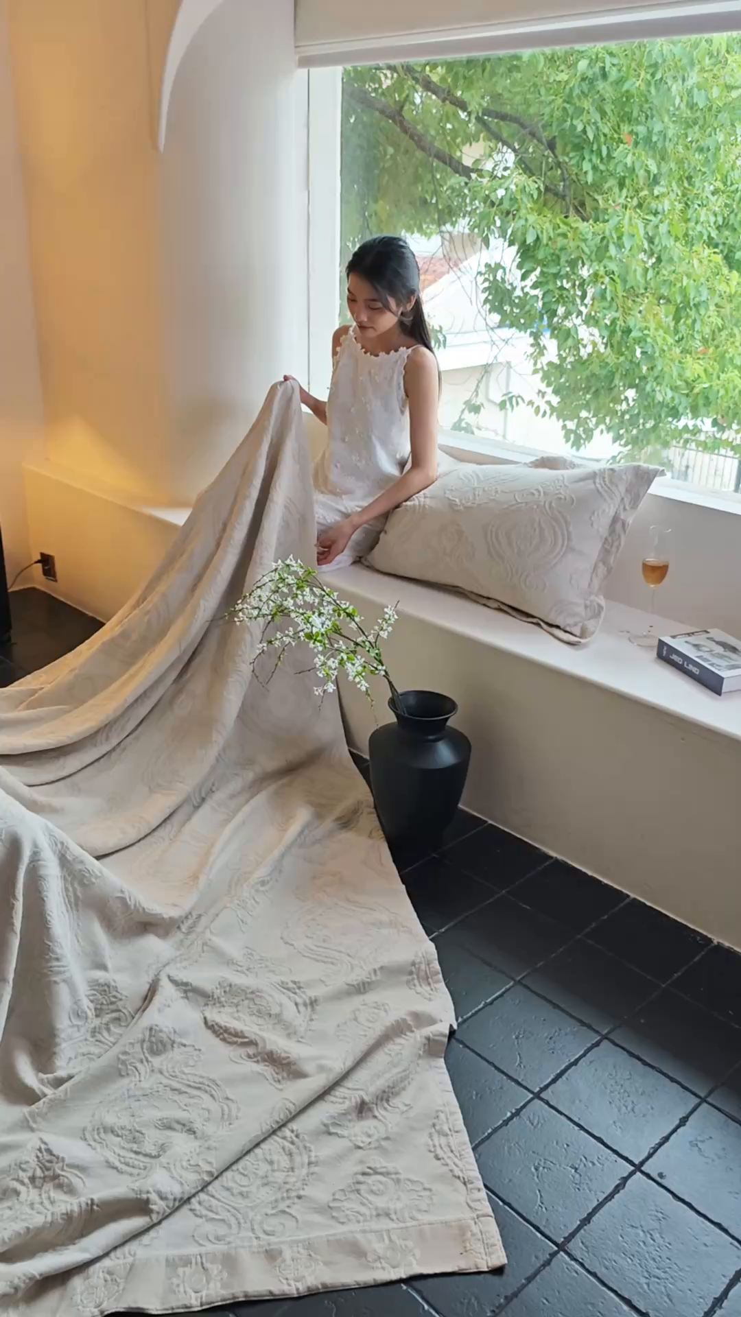 91家纺网 家纺一手货源 找家纺 沐瑟家纺 2025新款简约风多功能纱布盖毯纱布毯子毛巾被床盖沙发巾单毯枕巾枕套三件套 大马士革本色