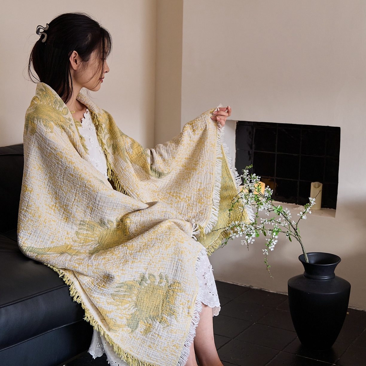 91家纺网 家纺一手货源 找家纺 （总）沐瑟家纺 2025新款流苏披肩毯毛毯毯子