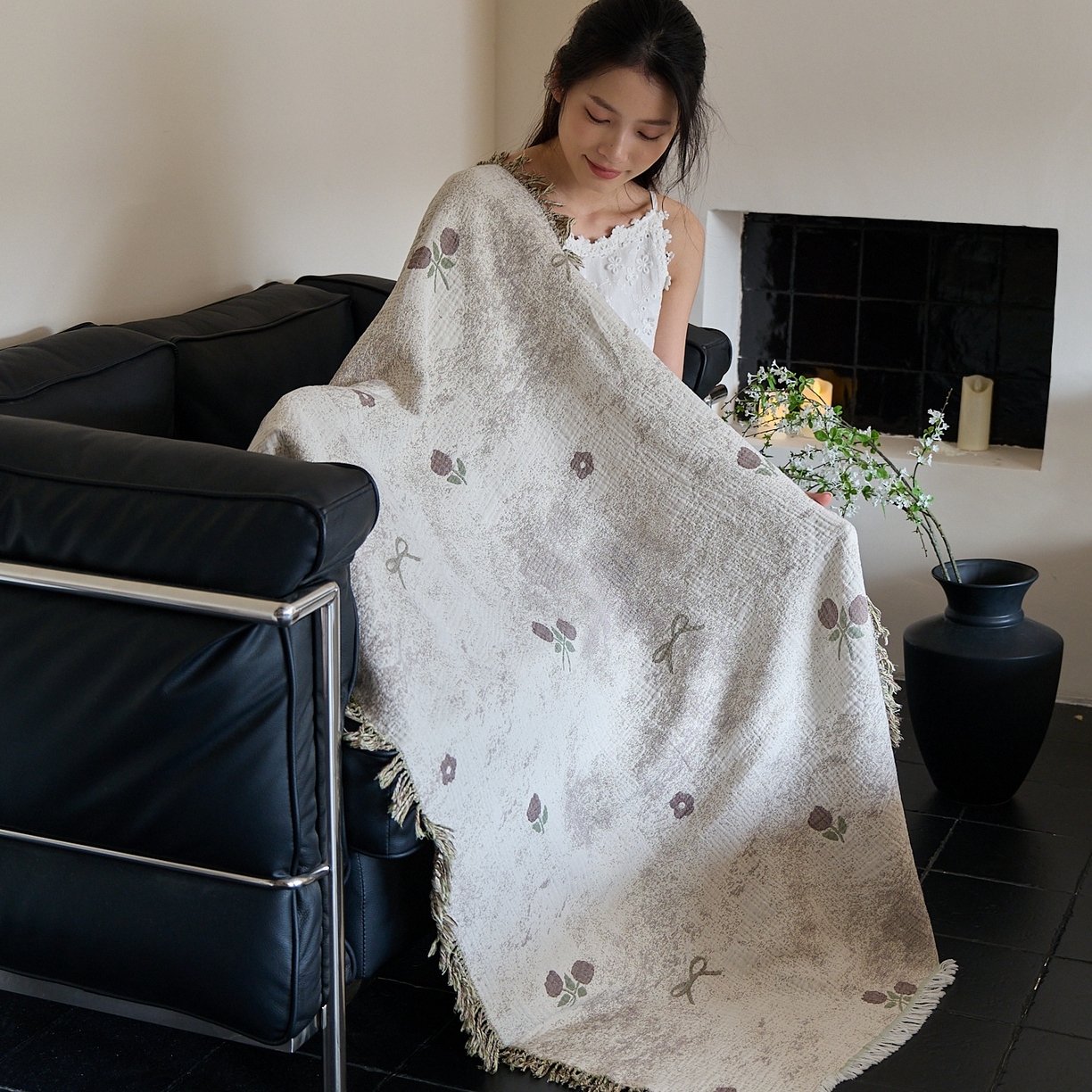 91家纺网 家纺一手货源 找家纺 （总）沐瑟家纺 2025新款流苏披肩毯毛毯毯子