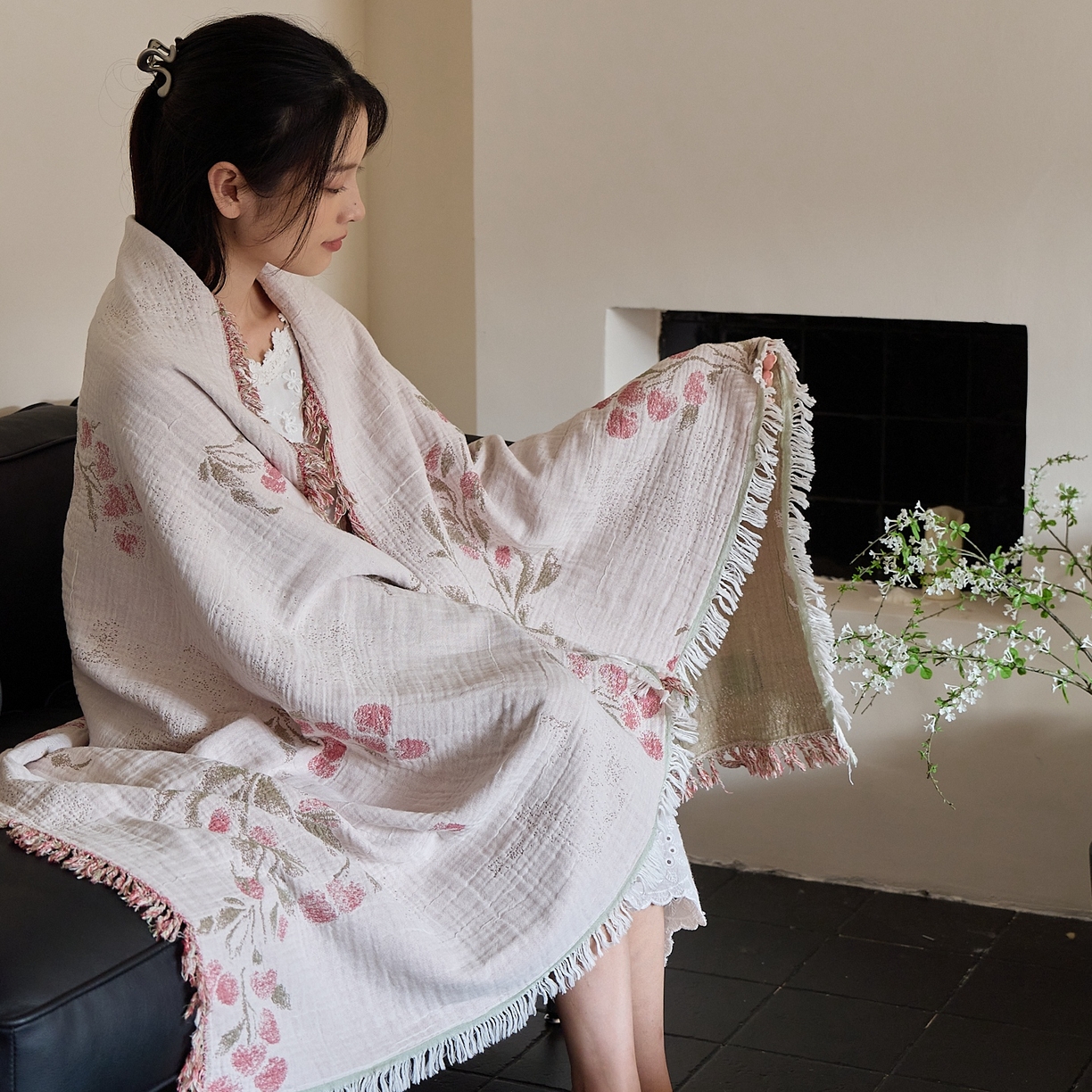 91家纺网 家纺一手货源 找家纺 （总）沐瑟家纺 2025新款流苏披肩毯毛毯毯子