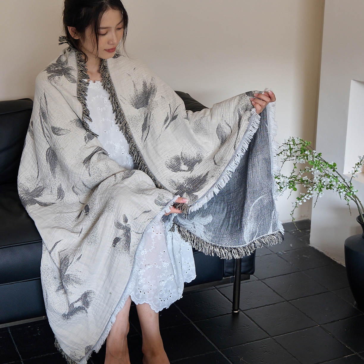 91家纺网 家纺一手货源 找家纺 （总）沐瑟家纺 2025新款流苏披肩毯毛毯毯子