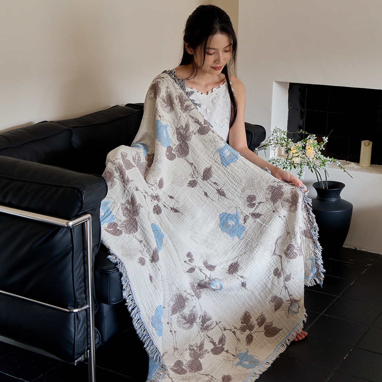 91家纺网 家纺一手货源 找家纺 （总）沐瑟家纺 2025新款流苏披肩毯毛毯毯子