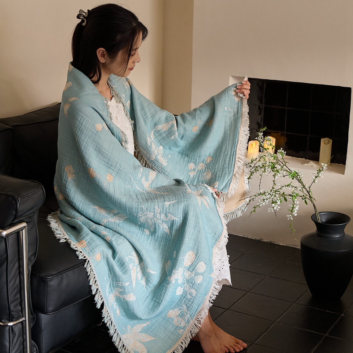 91家纺网 家纺一手货源 找家纺 （总）沐瑟家纺 2025新款流苏披肩毯毛毯毯子